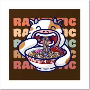 Cute Cow Eating Ramen Posters and Art